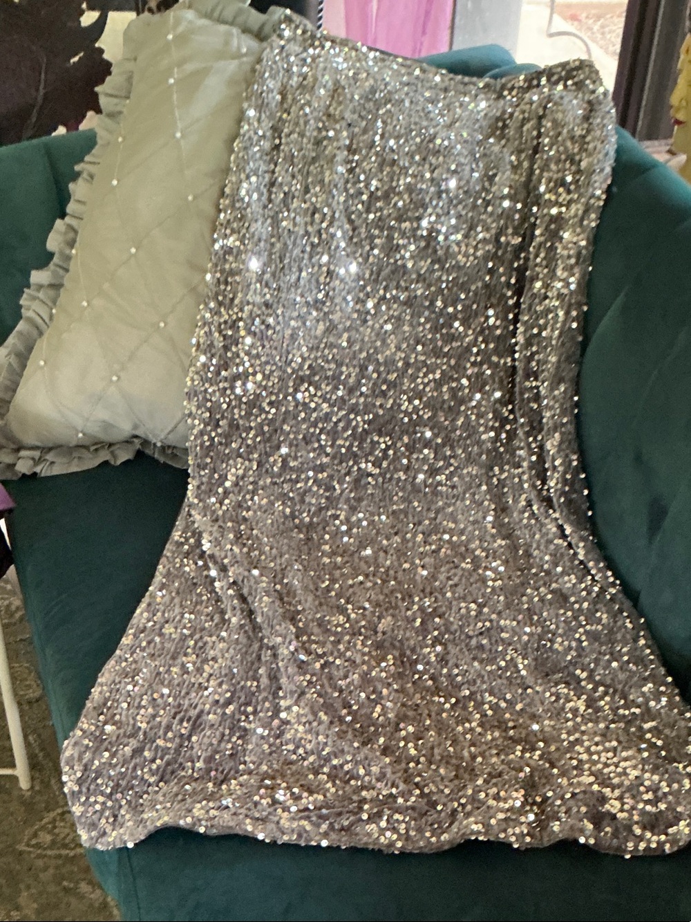 Silver Sequin Maxi Skirt - Elegant Evening Wear